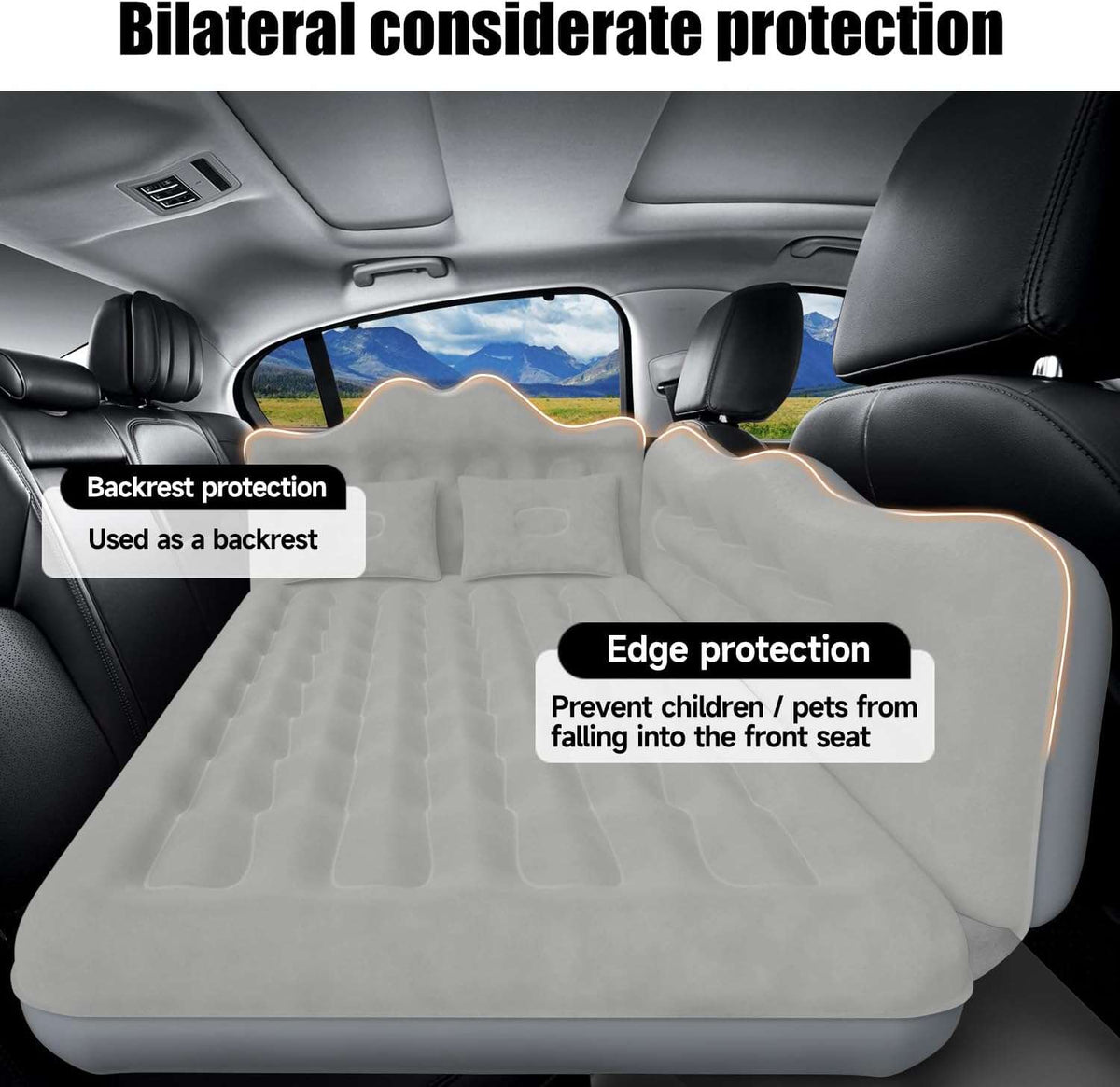 Thicken Backseat SUV/Car/Truck Air Mattress Air Bed Inflatable SUV Truck Mattress -30.31'' Width/Grey