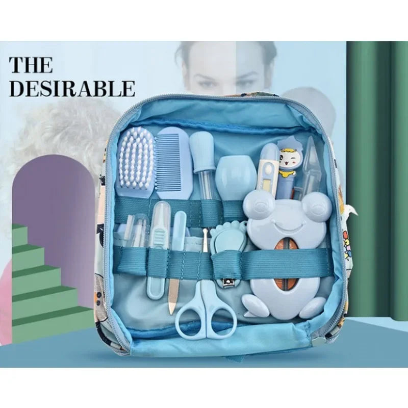 13Pcs Newborn Baby Care Kit - Nail Clippers, Hair Grooming Brush, Thermometer, Scissors, Nursing Tools - Baby Essentials